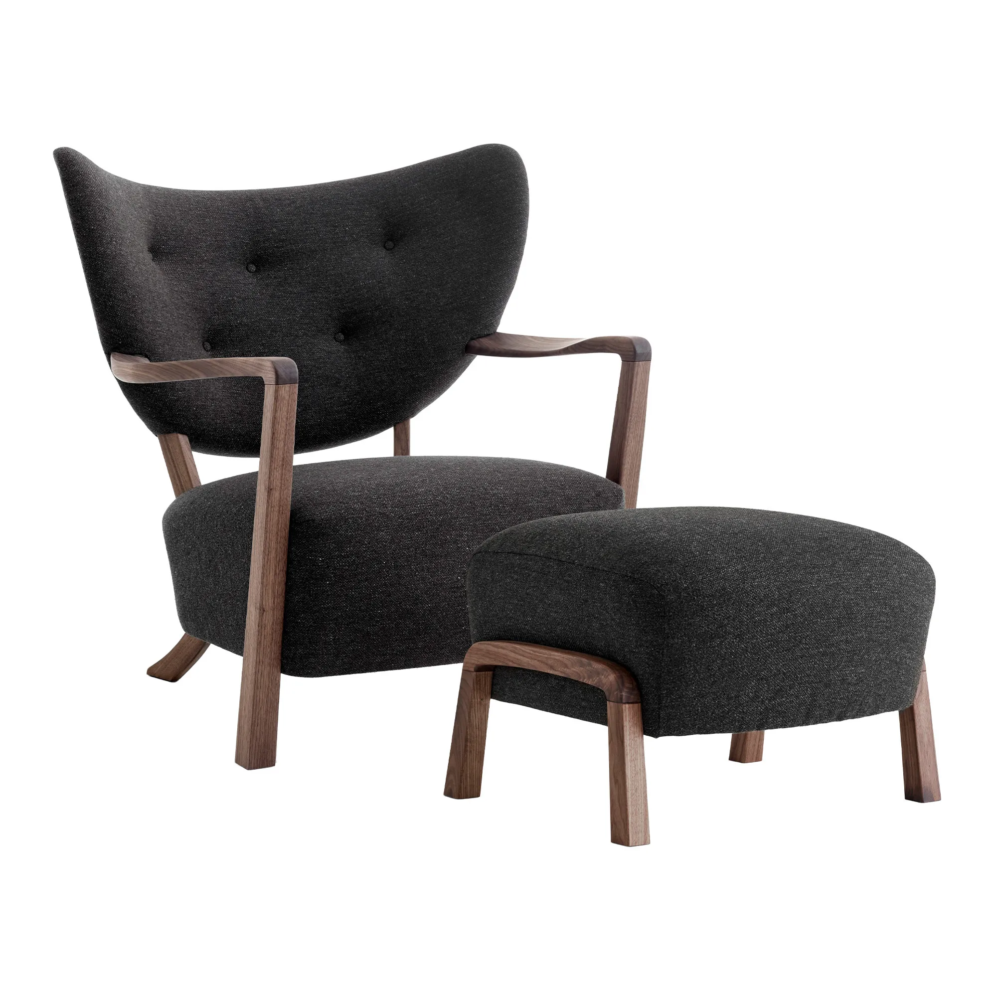Wulff Lounge Chair ATD2 + Pouf ATD3 Walnut - 1