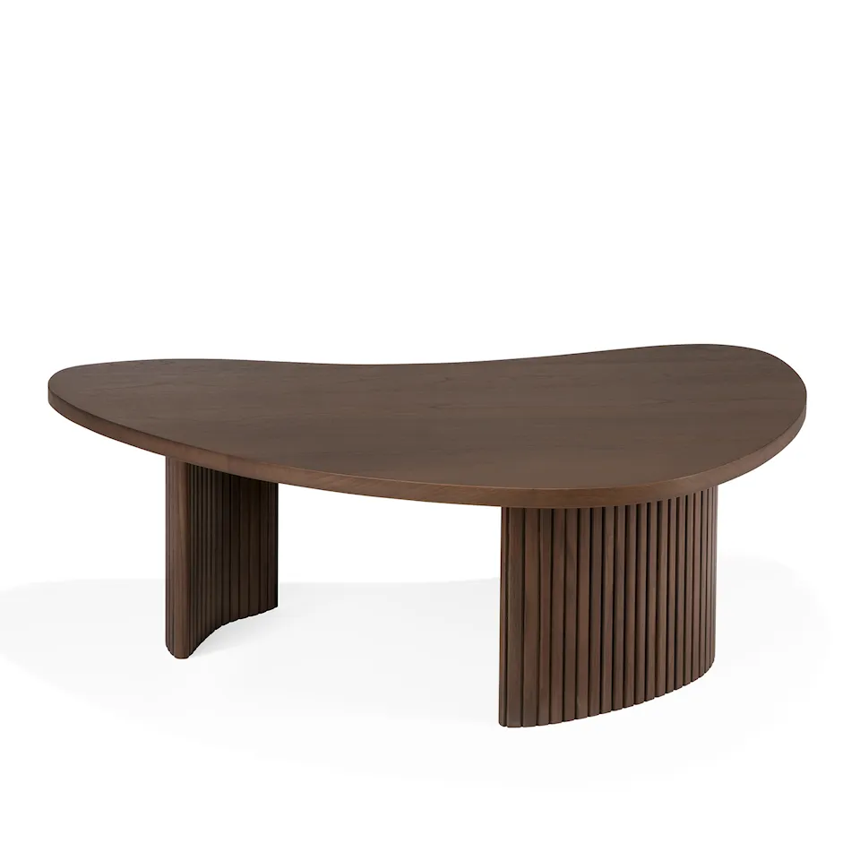 Boomerang Coffee Table - Varnished Teak - Brown - Pebble Shape 90 x 61 x 29