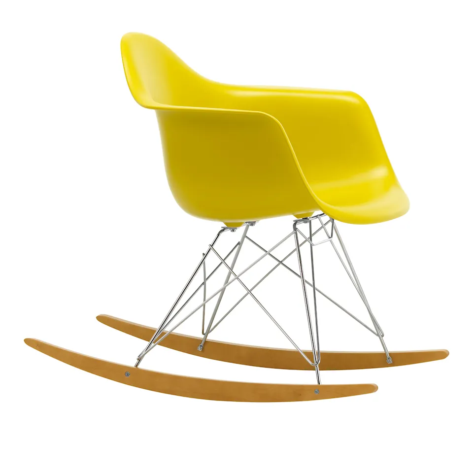 Eames Plastic Armchair RAR - 34 Mustard - Chrome Base - Golden Maple