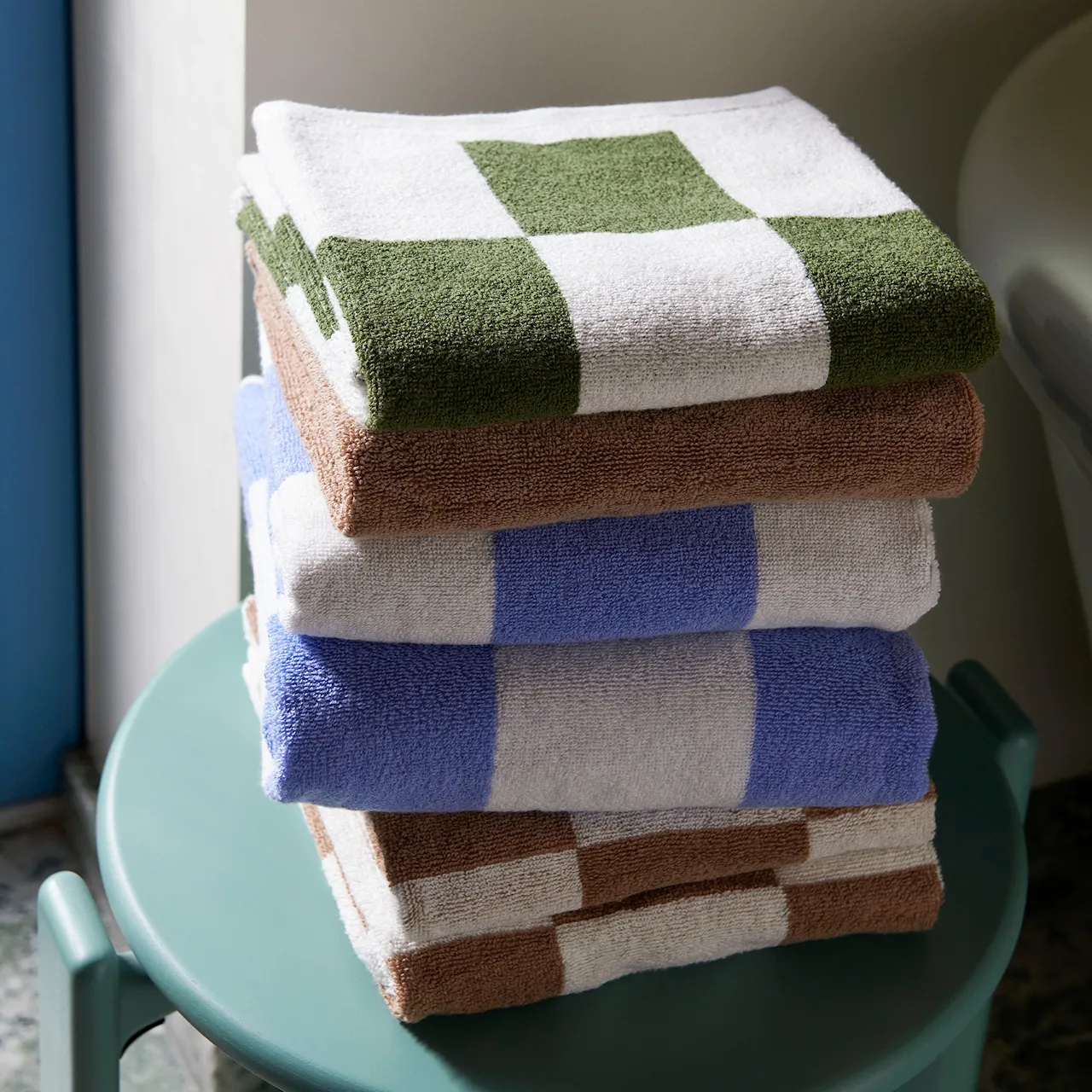 Check Hand Towel Cobalt blue