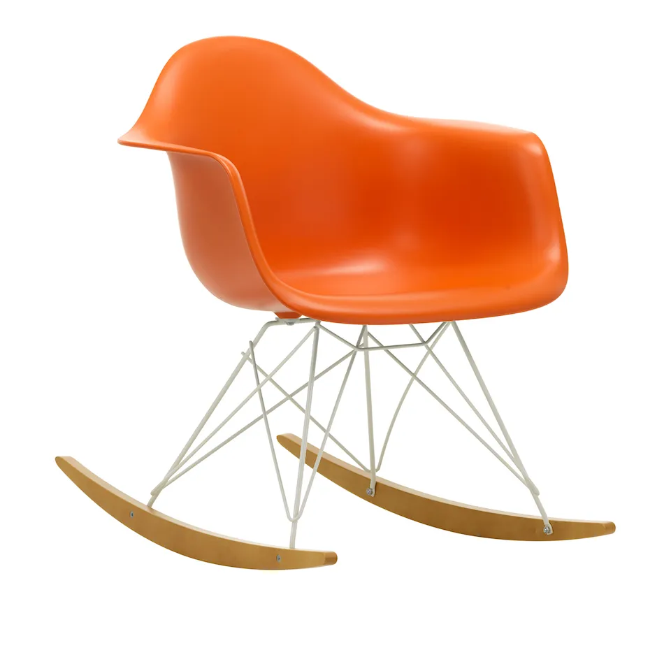 Eames Plastic Armchair RAR - 43 Rusty Orange - White Base - Golden Maple