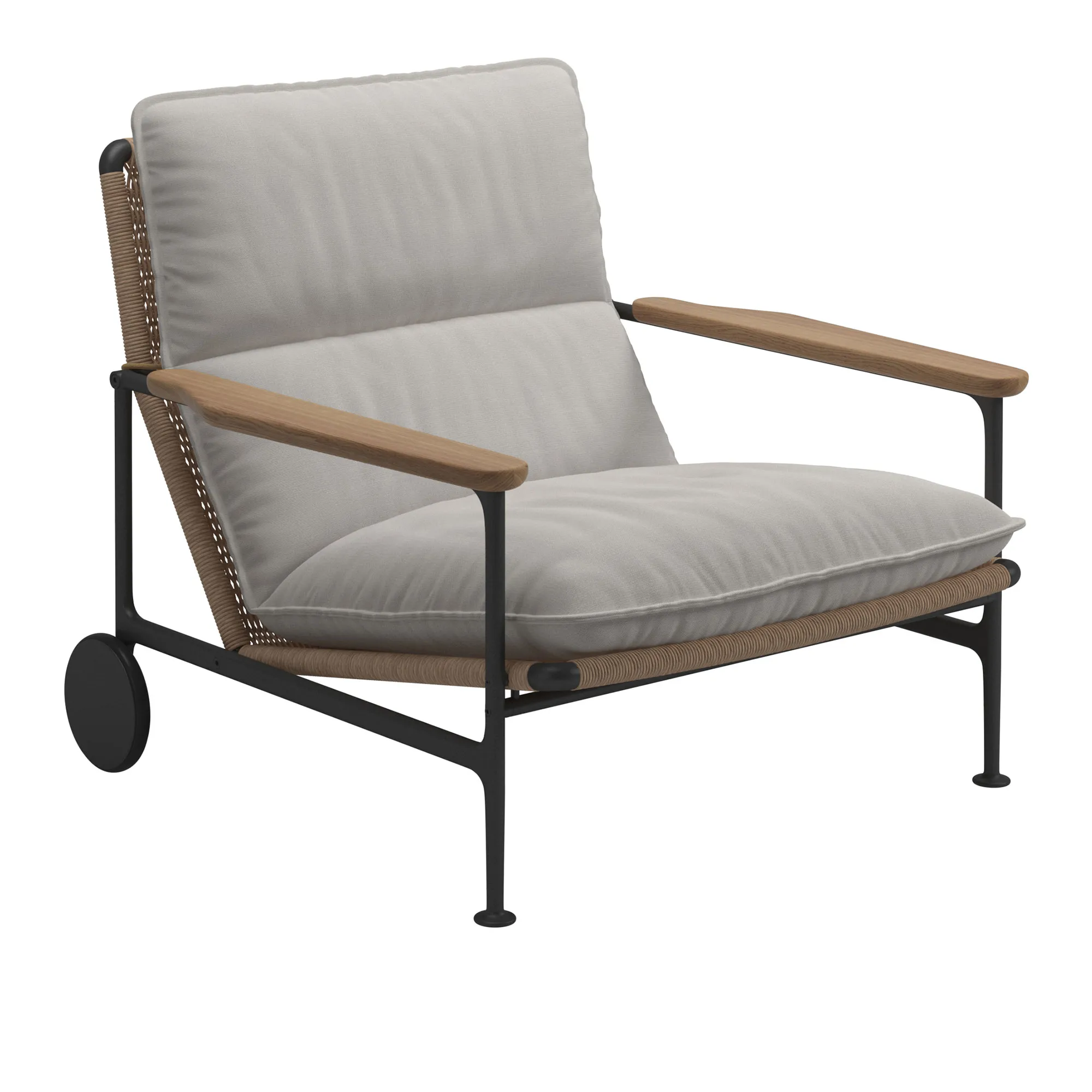 Zenith Lounge Chair with Teak Arms - Meteor - 1