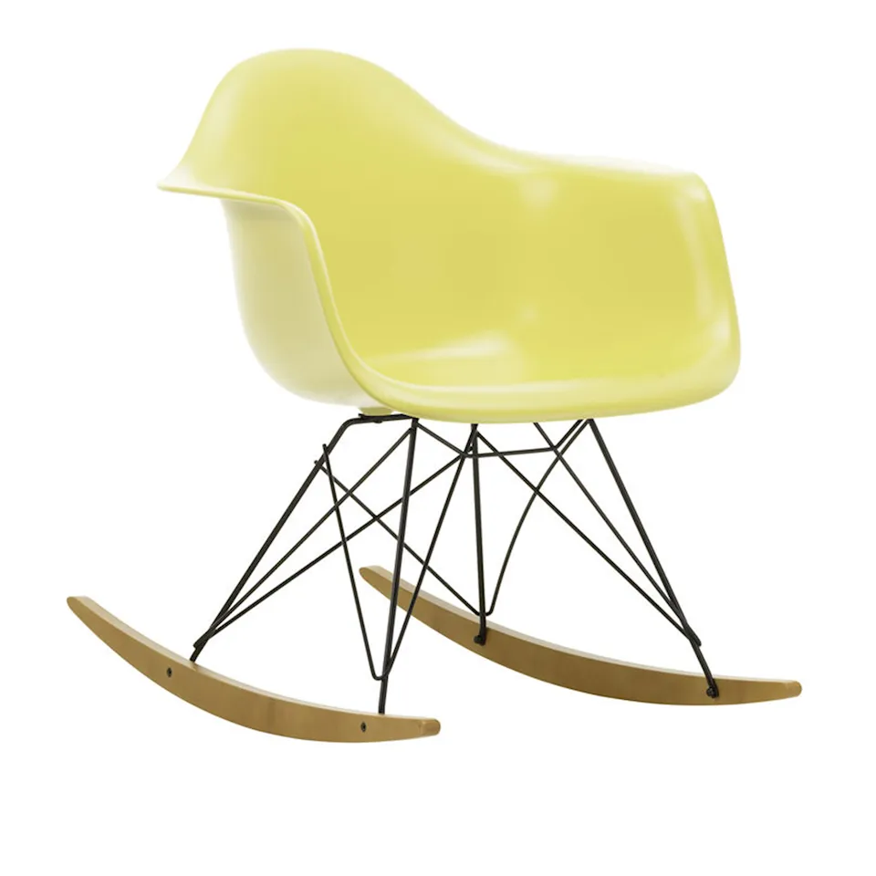 Eames RE Plastic Armchair RAR 92 Citron, Basic Dark Base, Golden Maple