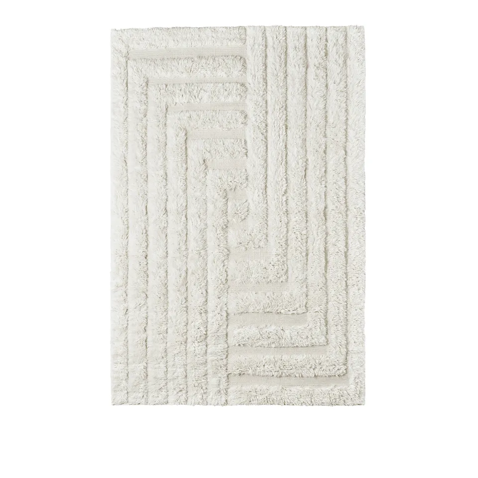 Shaggy Labyrinth Rug White