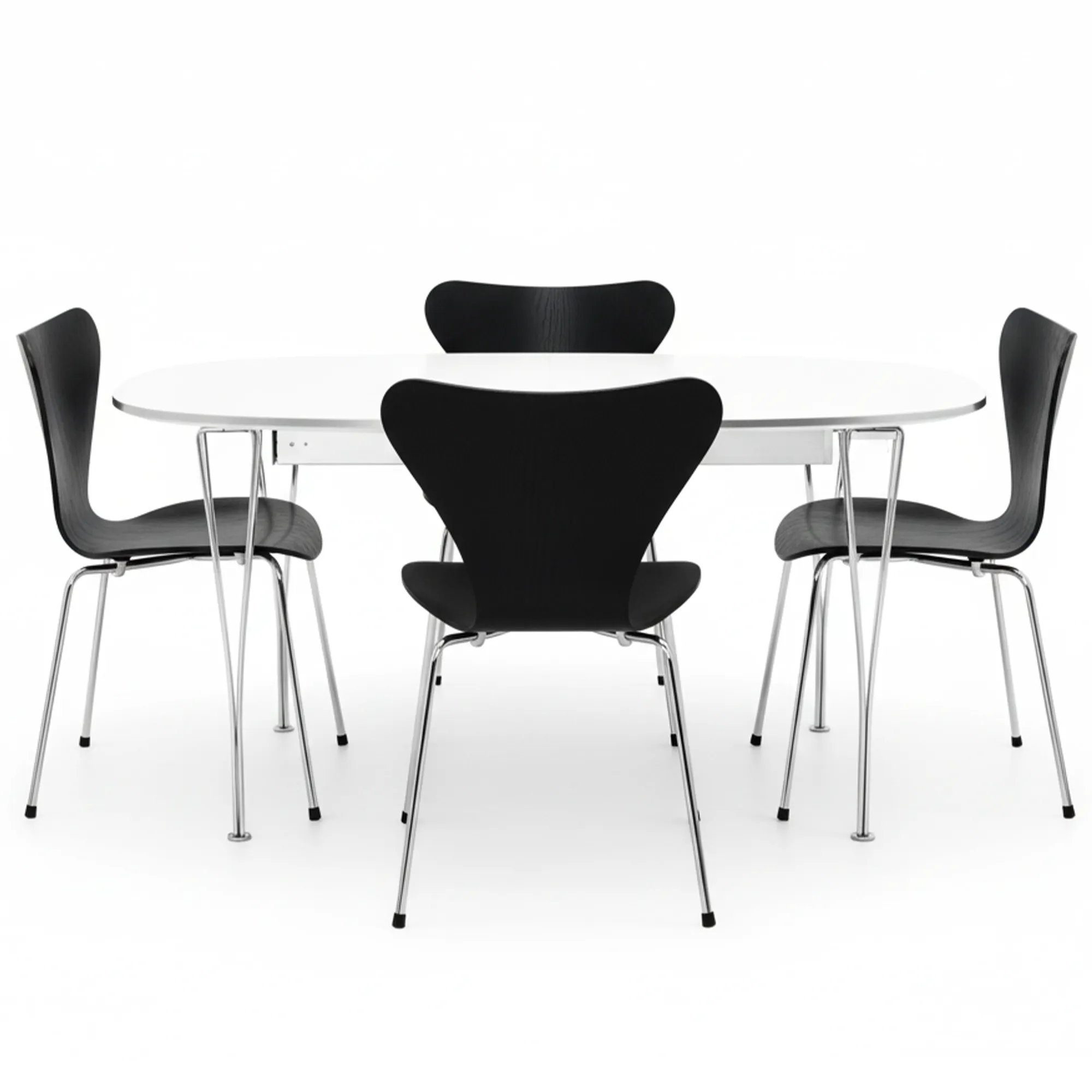 B620 Superellips matbord & Sjuan 3107 matstolar i svart ask 4 st - 1
