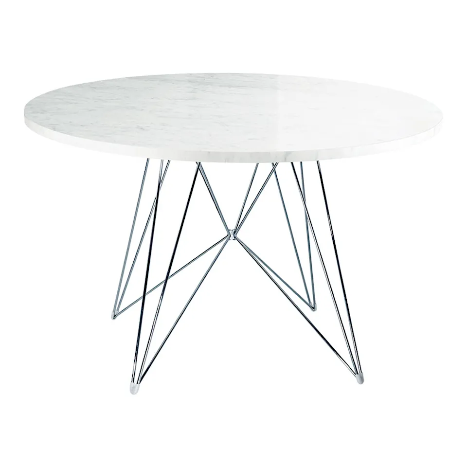 XZ3 Table Ø120 Chrome frame/White carrara marble top