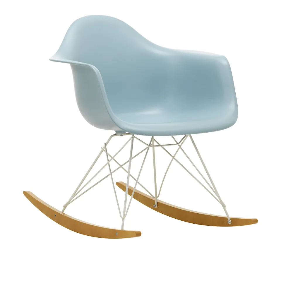 Eames Plastic Armchair RAR - 23 Ice Grey - White Base - Golden Maple