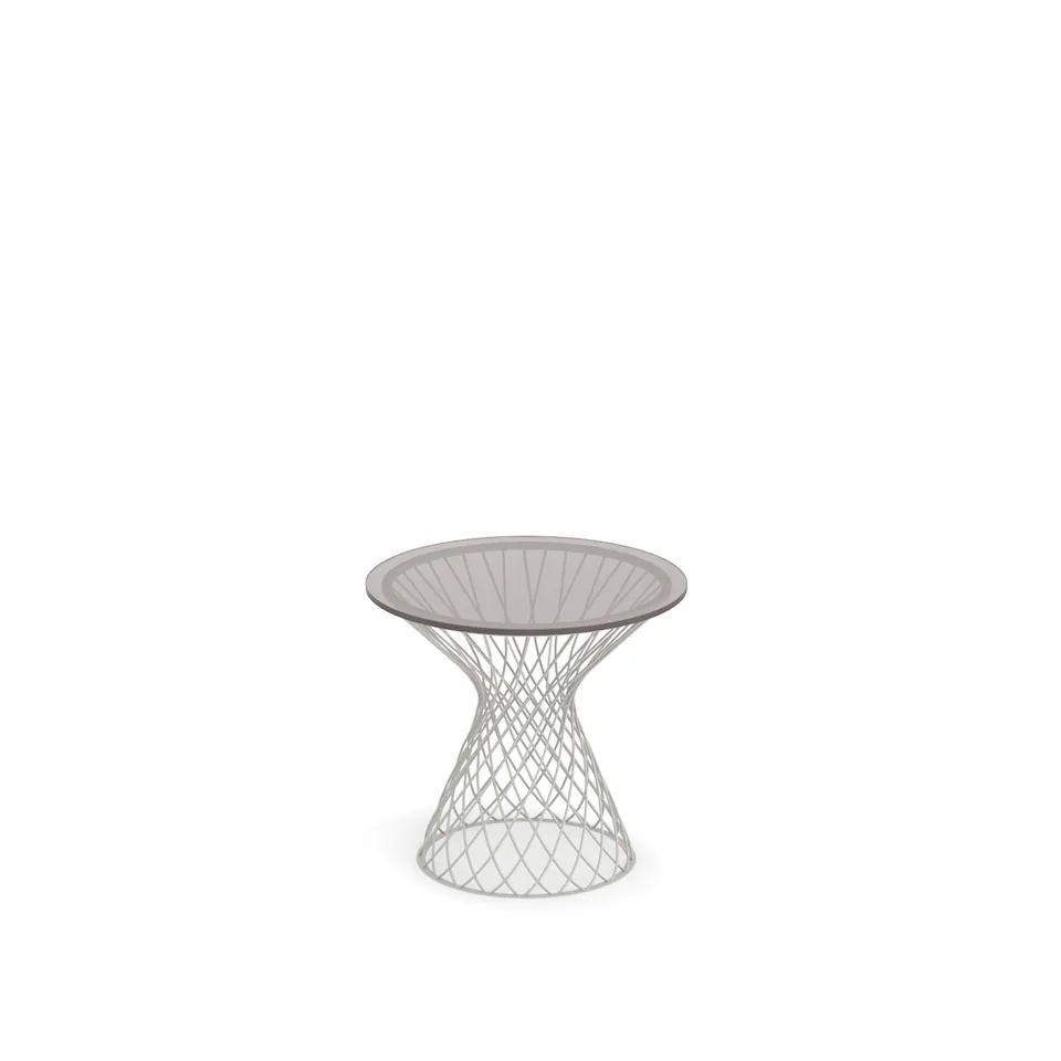 Heaven Pouf/Coffee Table - Matt White  Smokey Glass