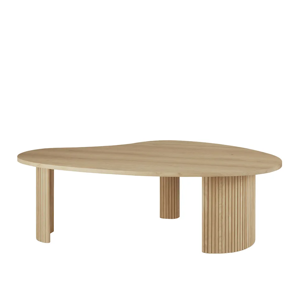 Boomerang Coffee Table - Oak - Pebble Shape 126 x 74 x 40