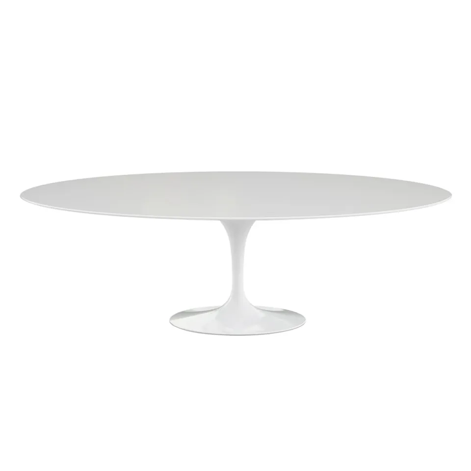 Saarinen Oval Table - Matbord, 244 x 137 cm, Vitt underrede, skiva i Vit laminat