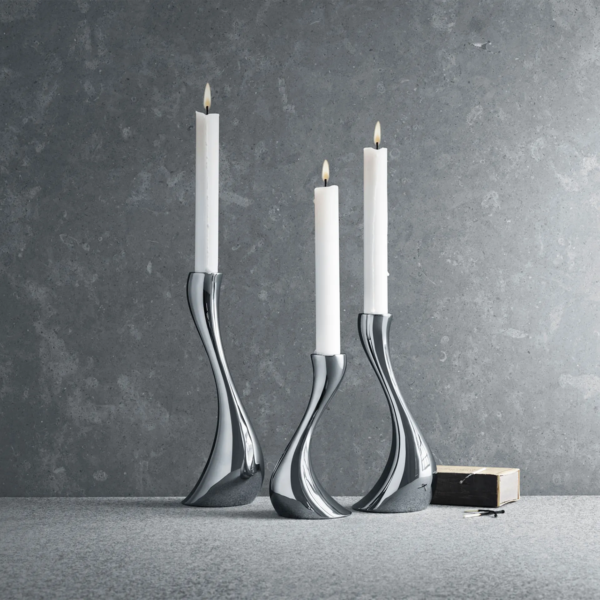 Cobra Candleholder Stainless Steel Small, Medium, Large - Georg Jensen - NO GA