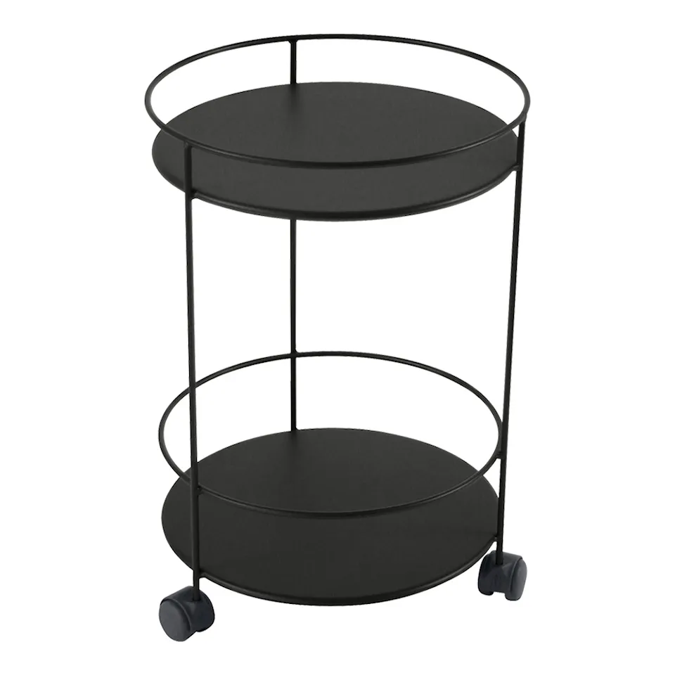 Guinguette Side Wheeled Table With Solid Double Top Liquorice 42