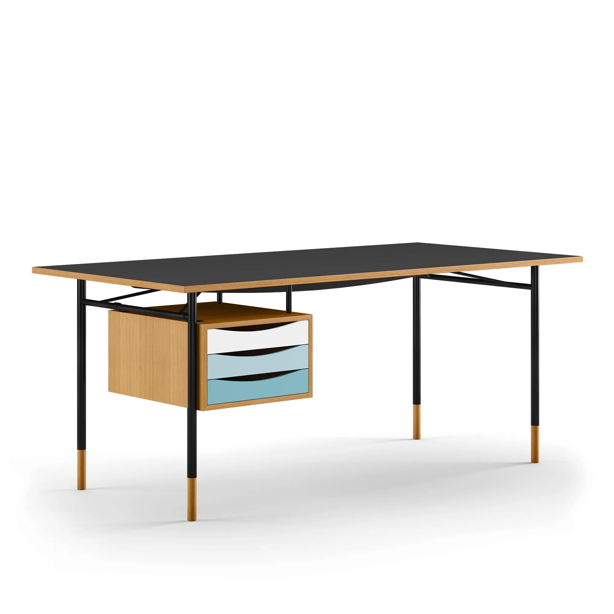 Nyhavn skrivbord 190 cm Cold med lådor Black - 1