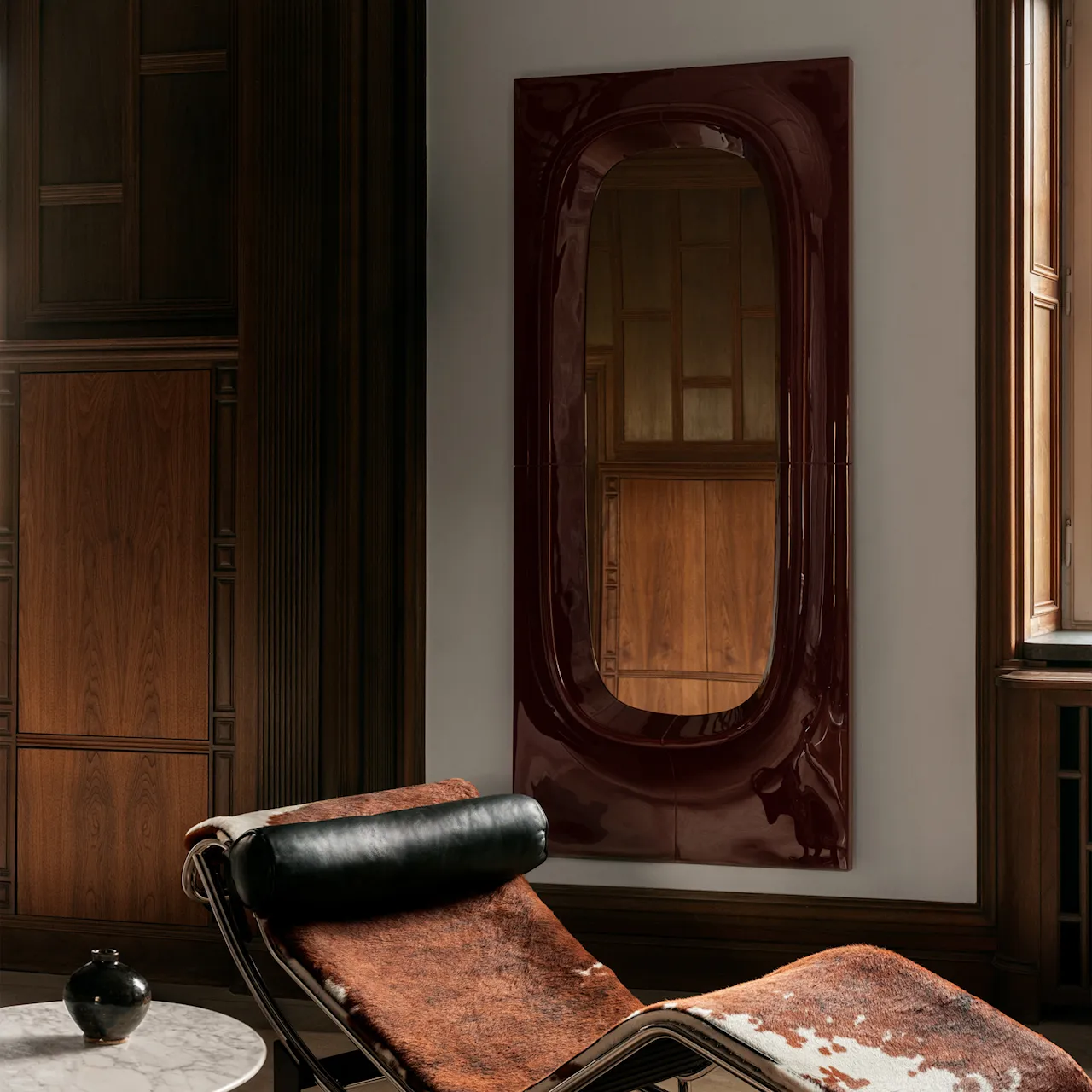 Porthole Mirror Large Brown