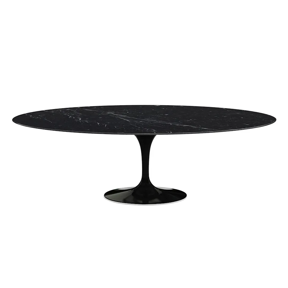 Saarinen Oval Table - Matbord, 244 x 137 cm, Svart underrede, skiva i matt svart Marquina marmor