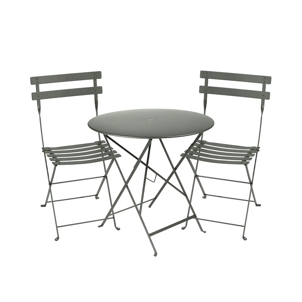 Bistro matgrupp bord 77cm & 2 metall stolar