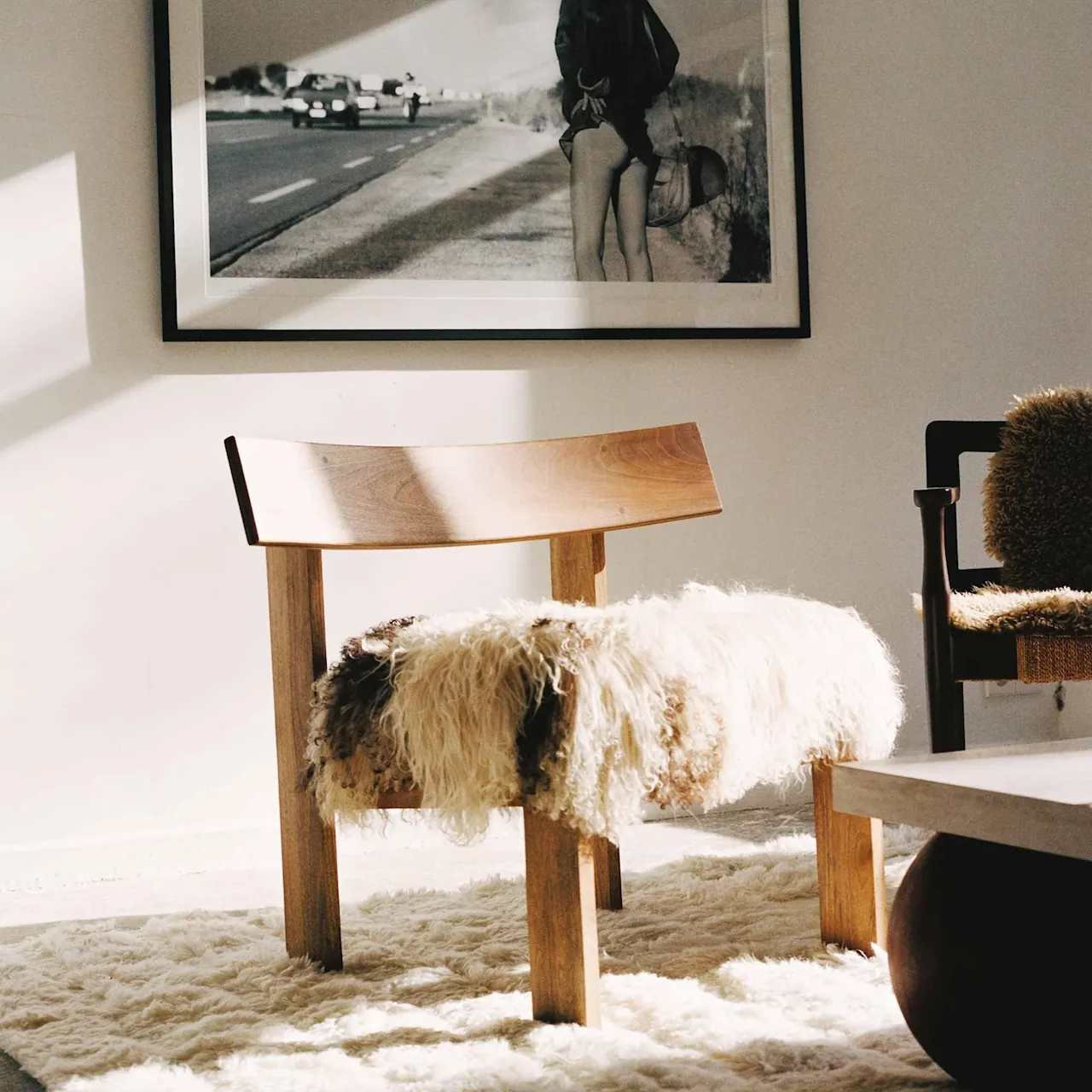 Easy chair - Walnut with Sheep Fur