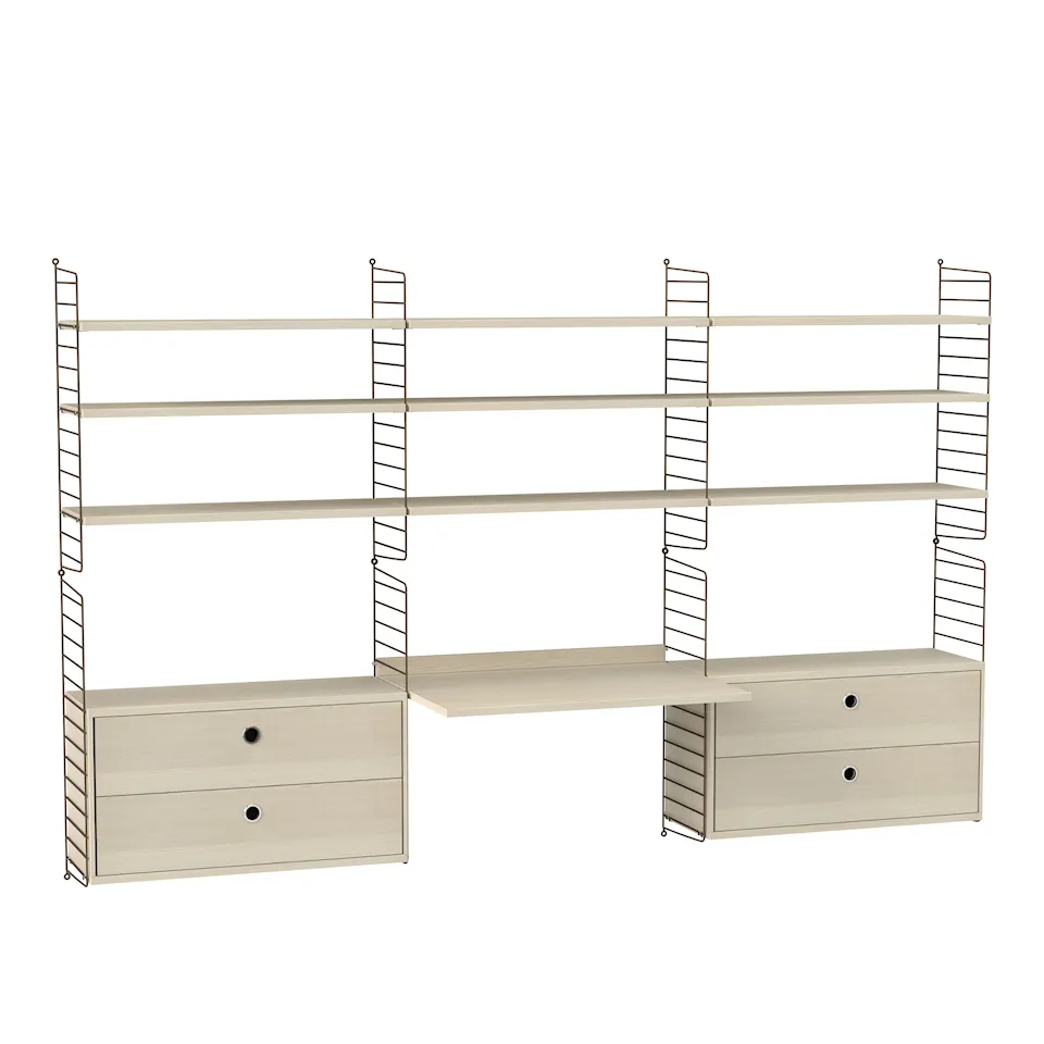 Kontor hyllsystem F ask/brun