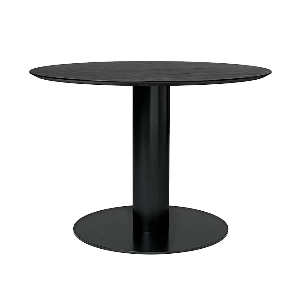 GUBI 2.0 Dining Table, Ø 110 cm, Skiva: Trä - Svartbetsad ask, Bas: Svart