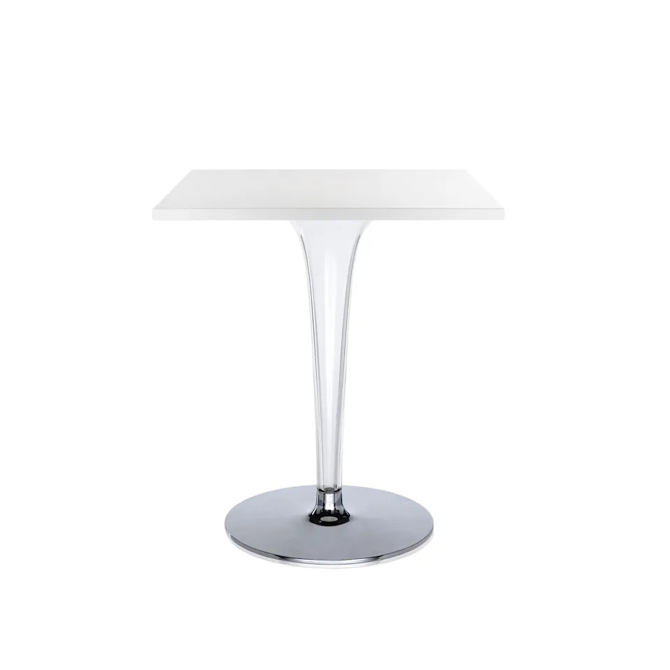 Top Top Table 4201 60x60, White Melamine Top, Rounded Base