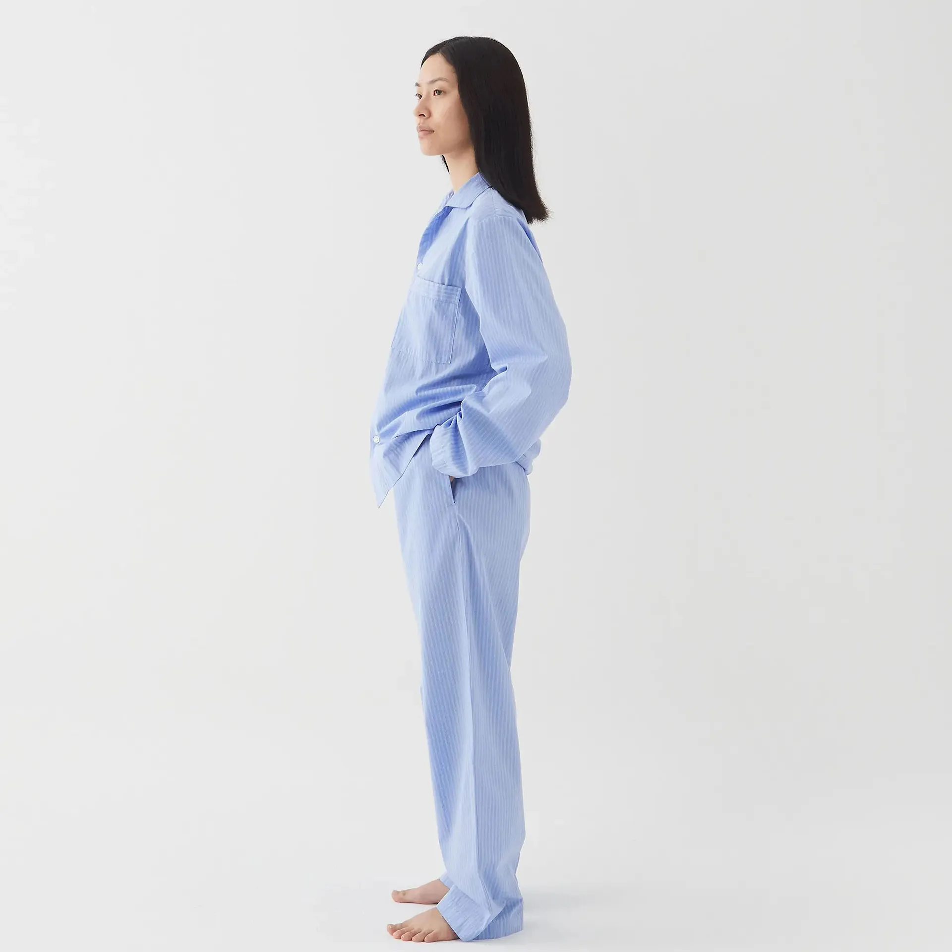 Poplin Pyjamas Pants Blue Pin Stripes - TEKLA - NO GA