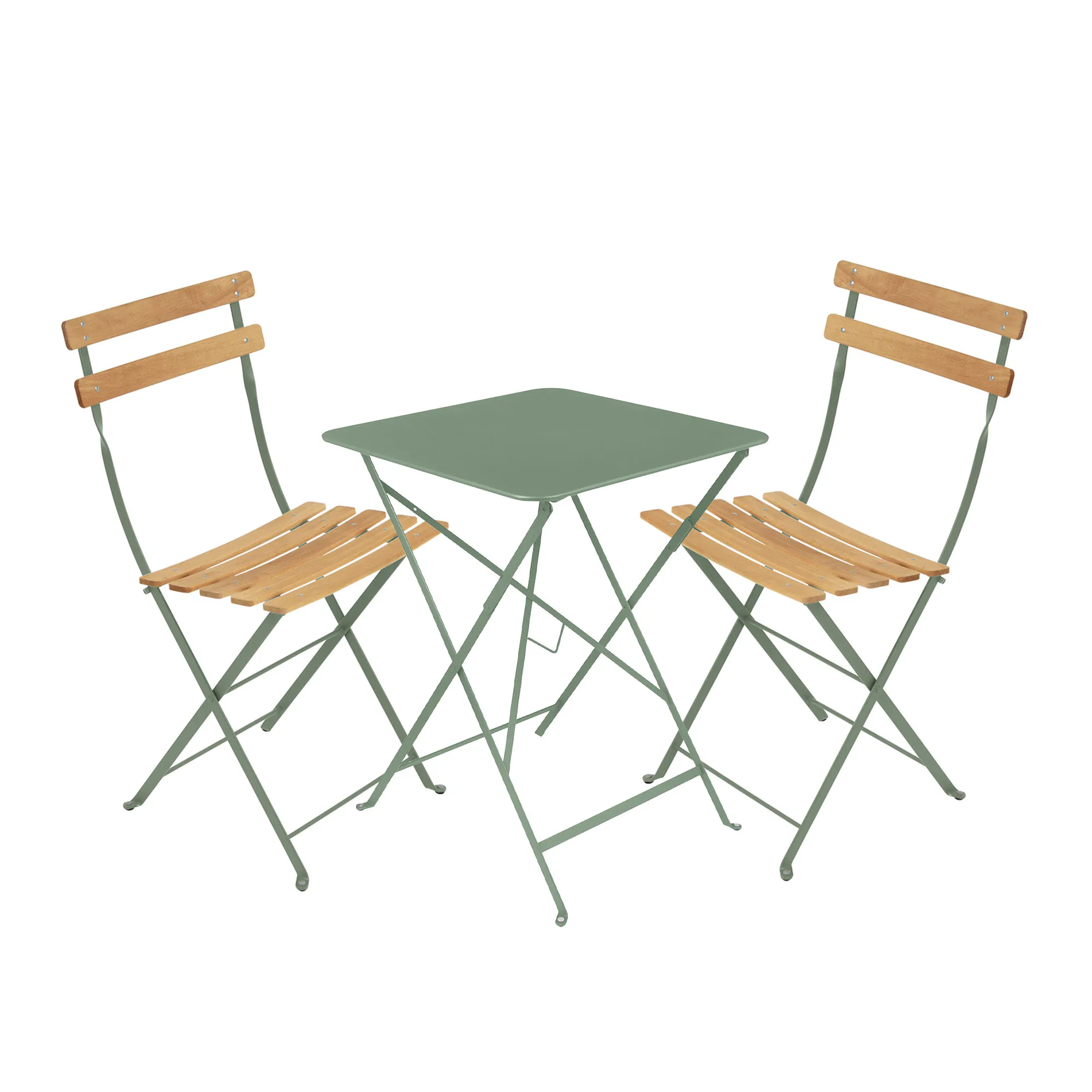 Bistro matgrupp bord 57cm & 2 trä stolar - 1