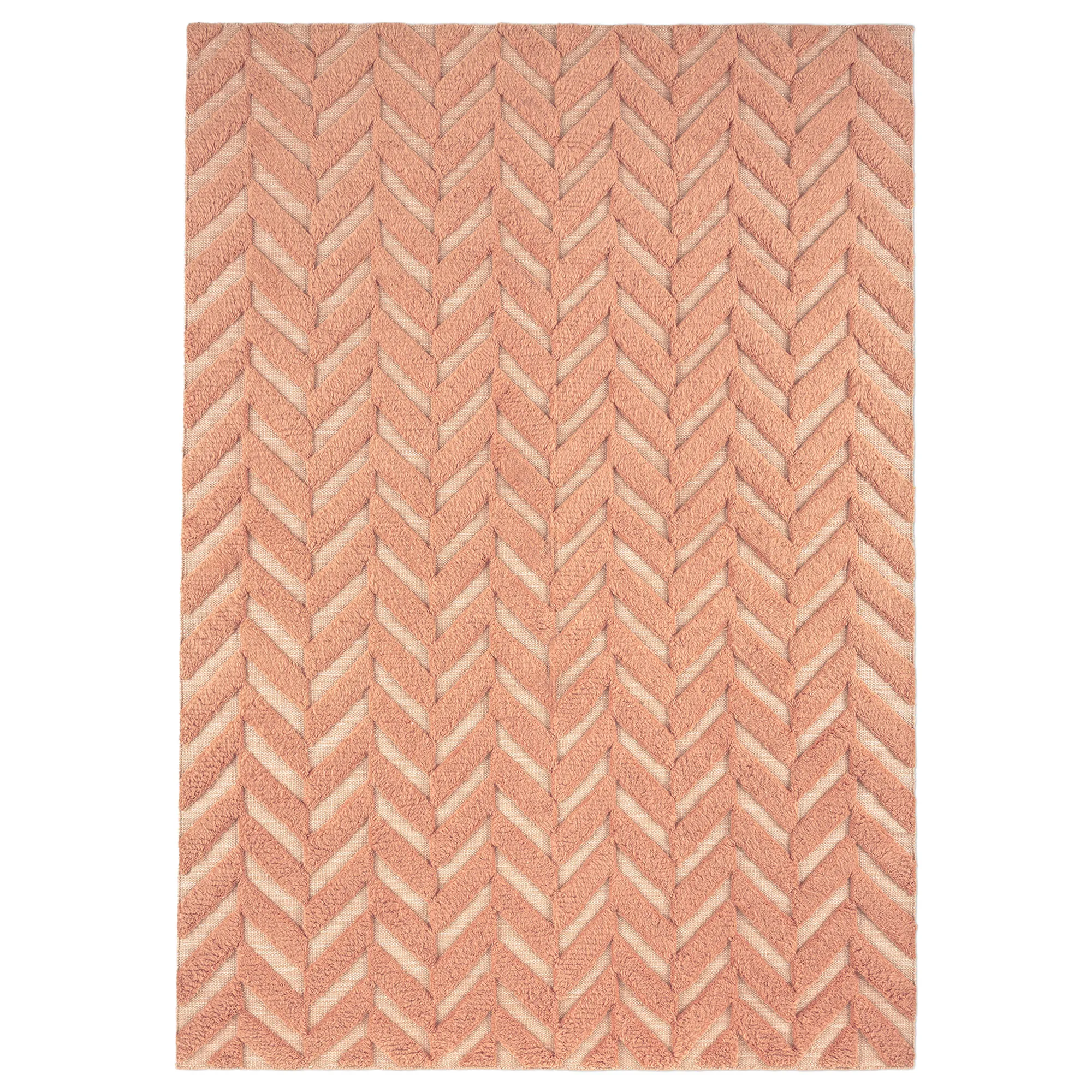 Herringbone Salmon Pink ullmatta - 1