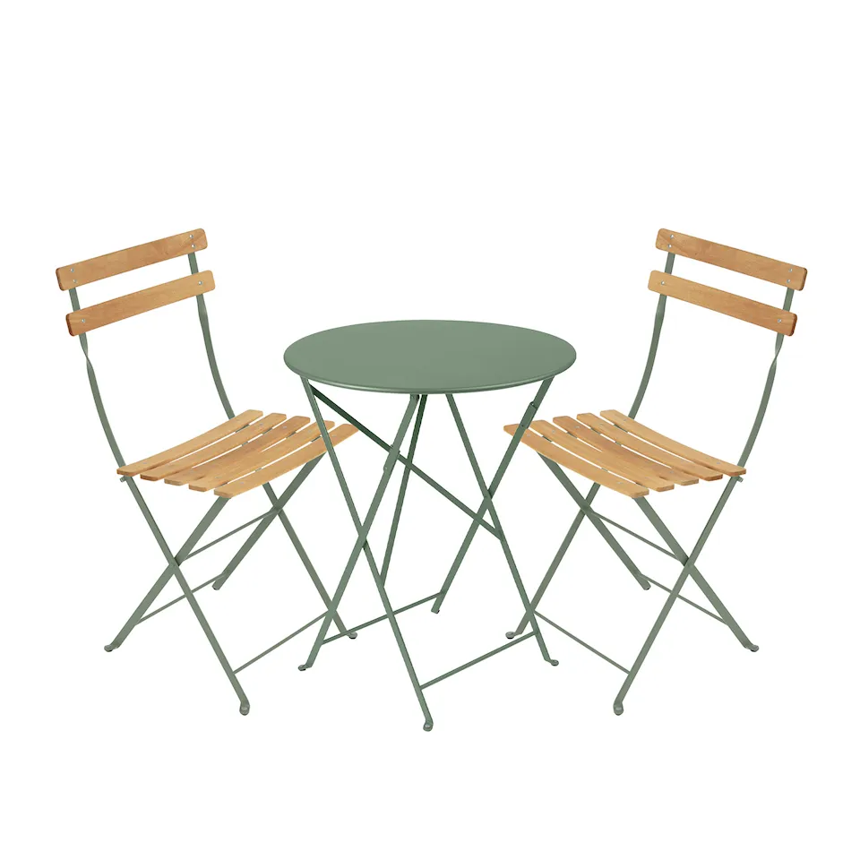 Bistro Matgrupp Bord Ø60 cm & 2 st Natural Chair