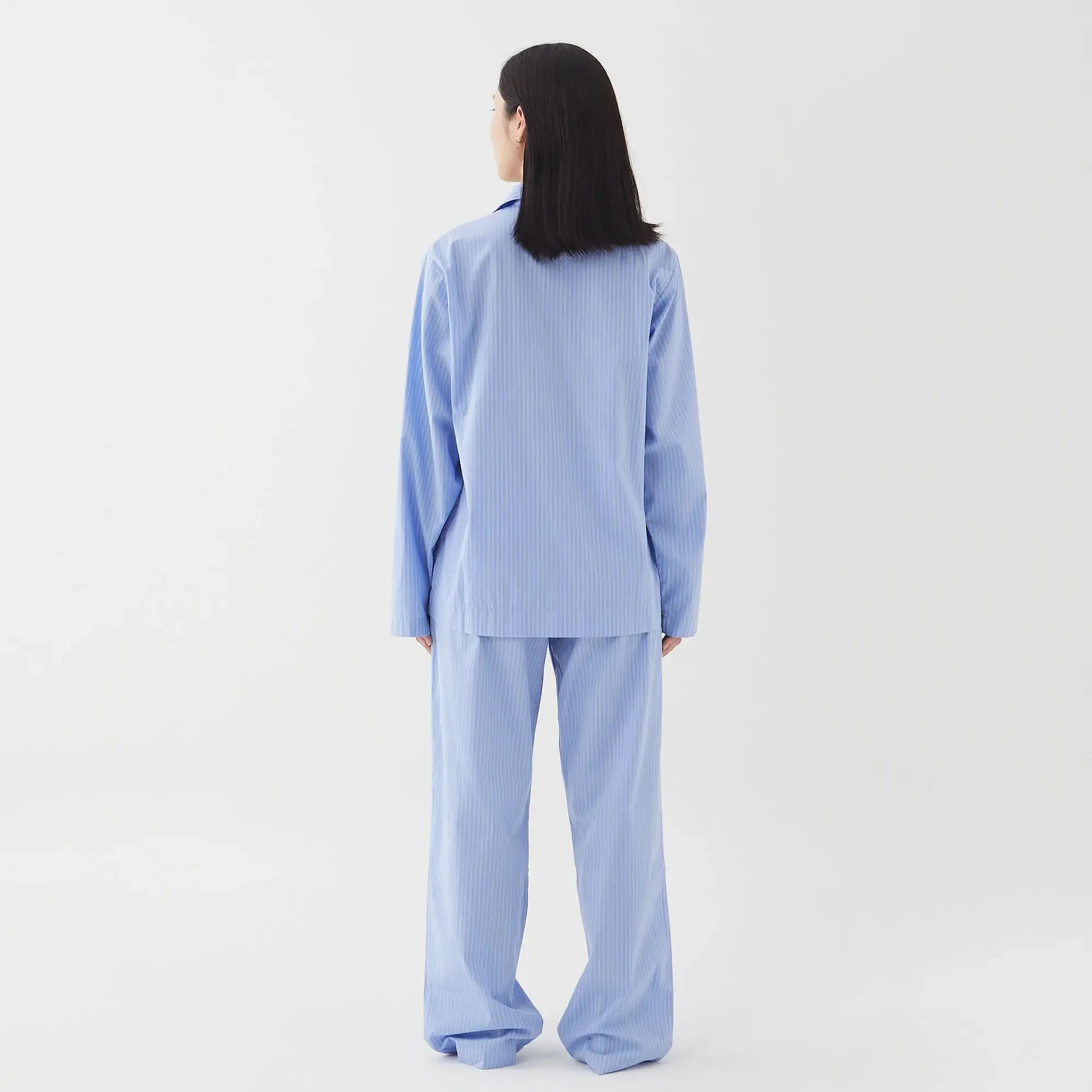 Poplin Pyjamas Shirt Blue Pin Stripes - TEKLA - NO GA