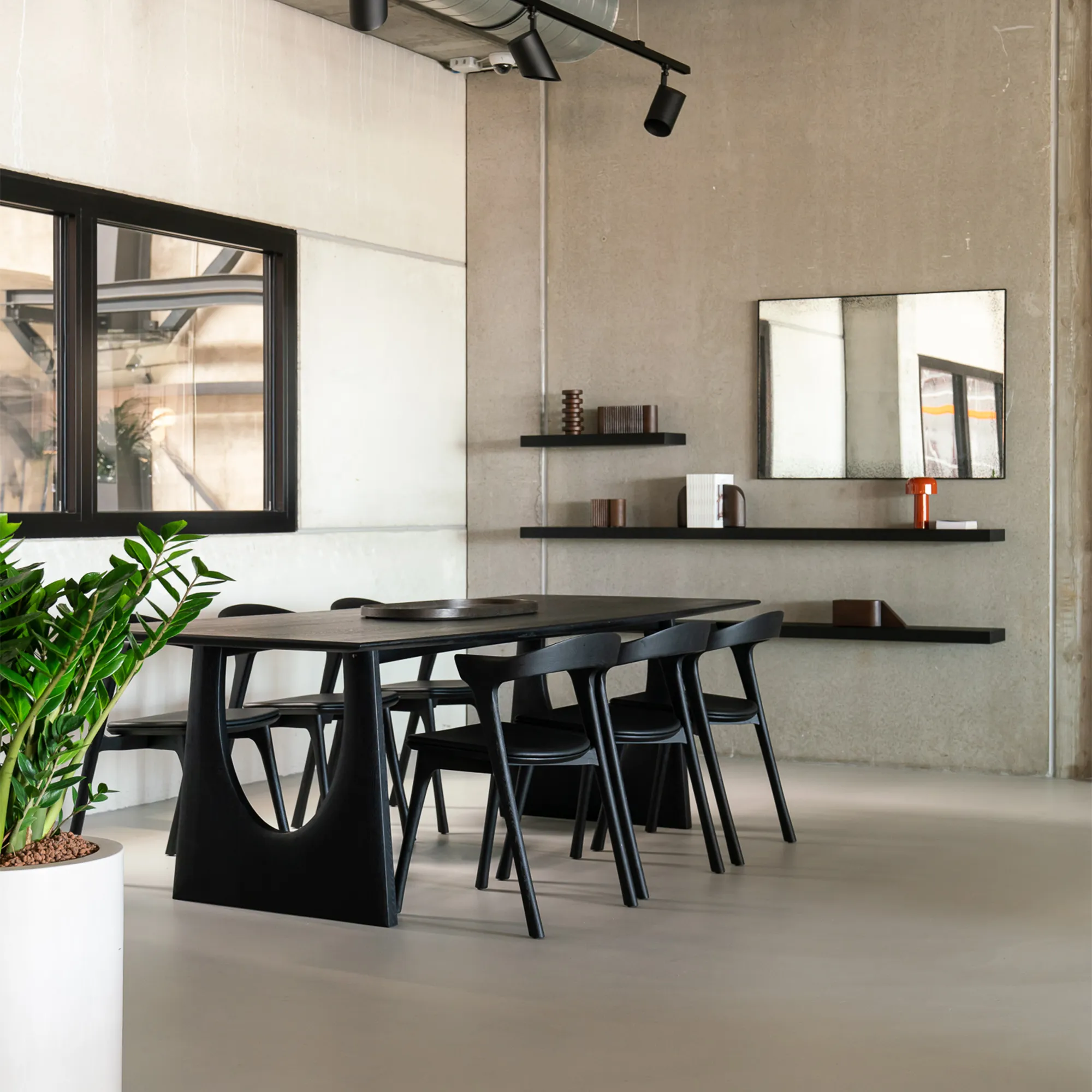 Geometric Dining Table Black Oak - 2