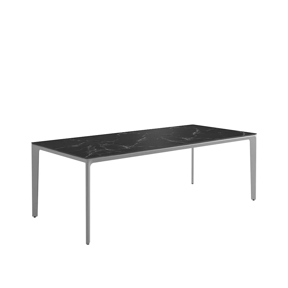 Carver 100 x 220 cm Square Dining Table, Nero Ceramic, Frame White