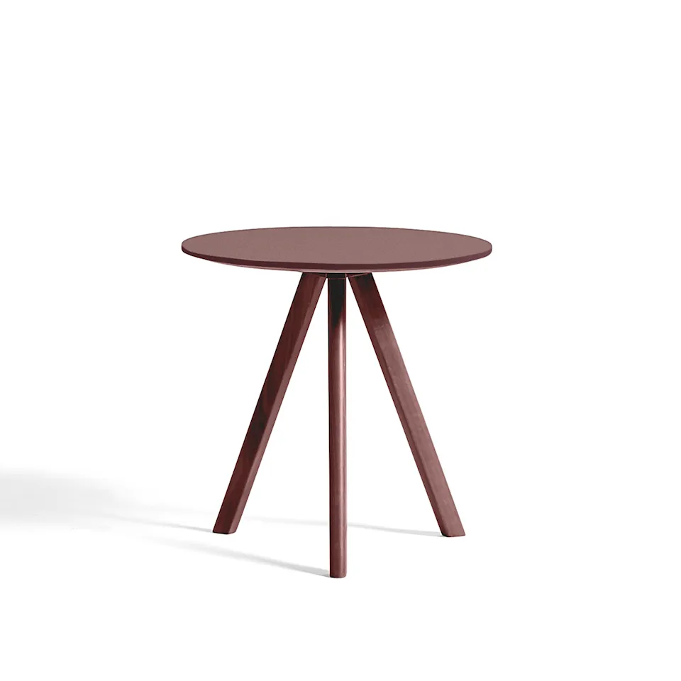 CPH20 2.0 Coffee Table Bordeaux Lacquered Oak Frame Ø50 X H49 Burgundy Linoleum Top Bordeaux Lacquered Edge