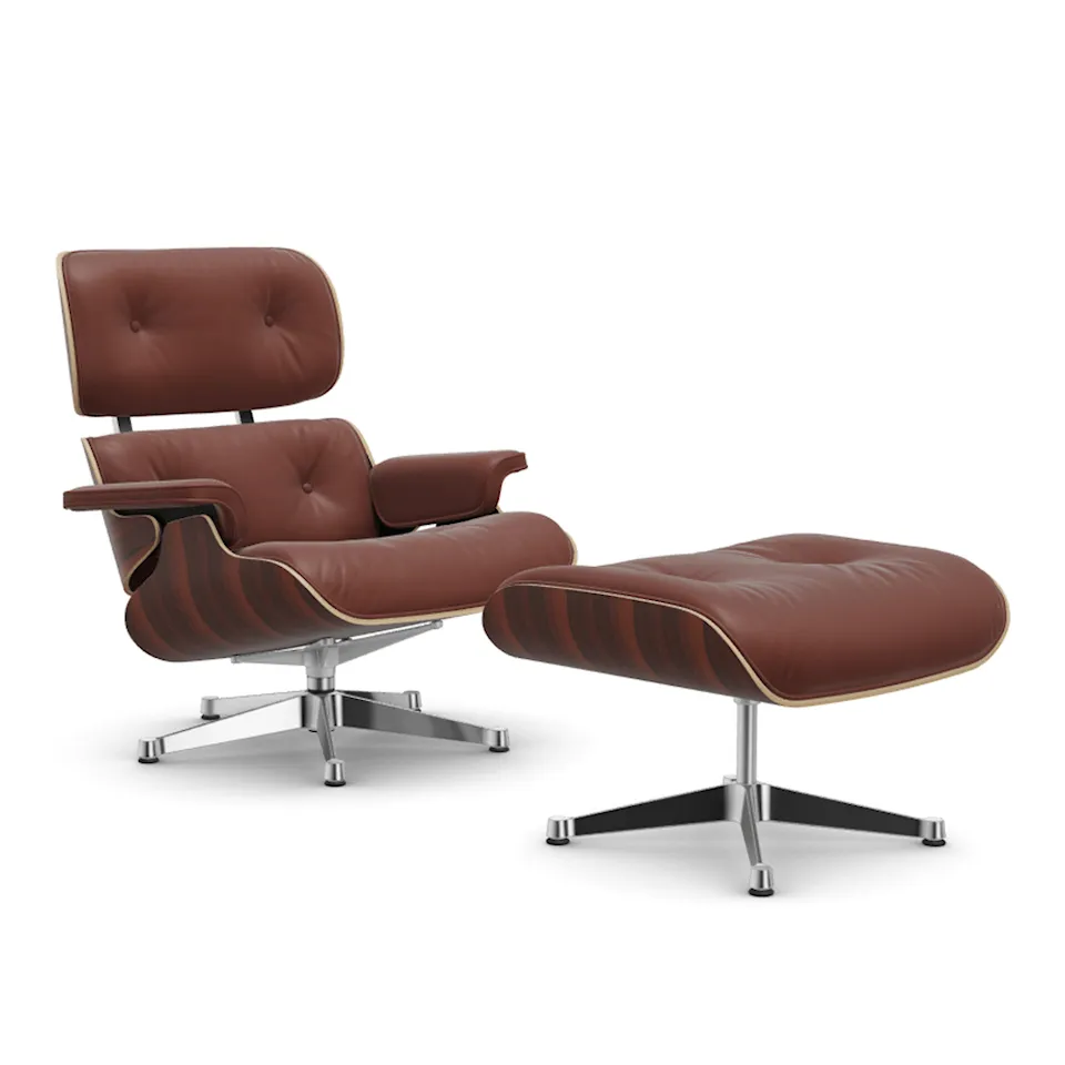 Eames Lounge Chair & Ottoman Santos Palisander Polished