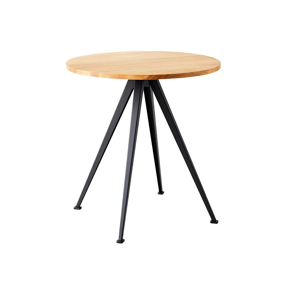 Pyramid Café Table 21 - Black Base - Oiled Oak - Ø70 cm