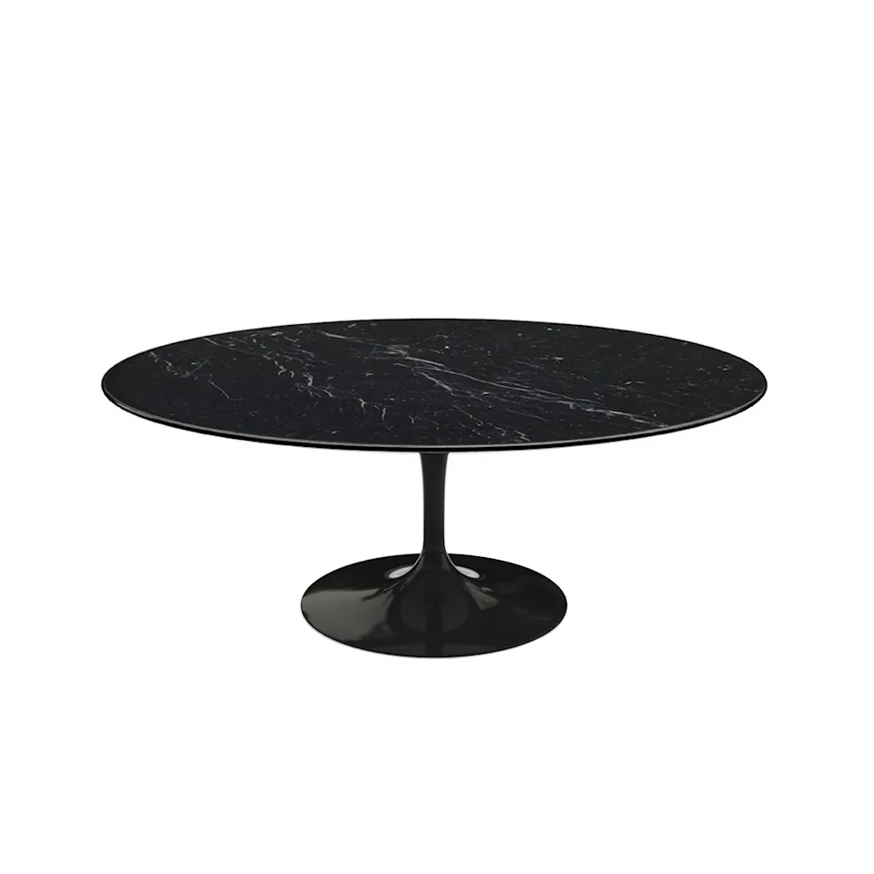 Saarinen Oval Table - Soffbord, Svart underrede, skiva i matt svart Marquina marmor