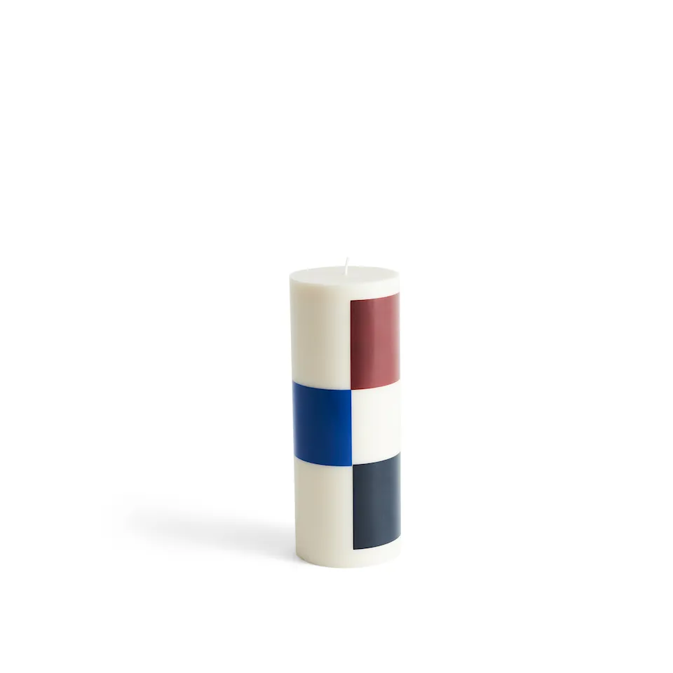 Column Candle Large - Off-white, brown, black and blue