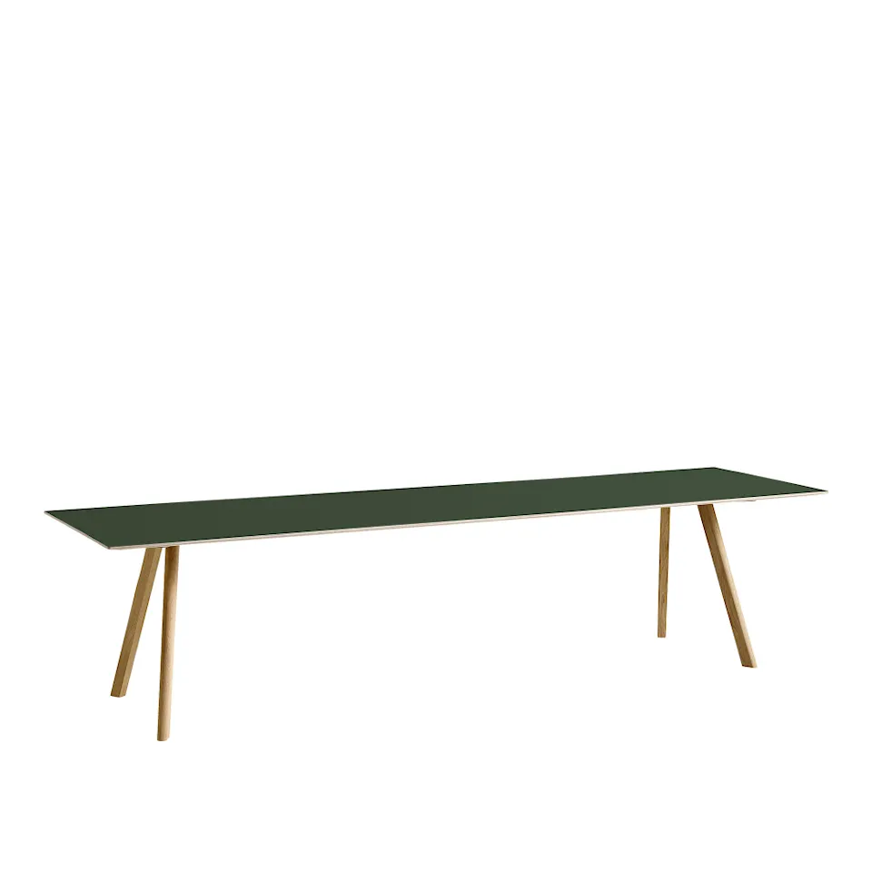 CPH30 2.0 Table Lacquered Oak Frame L300 X W90 X H74  Green Linoleum Tabletop Lacquered Edge