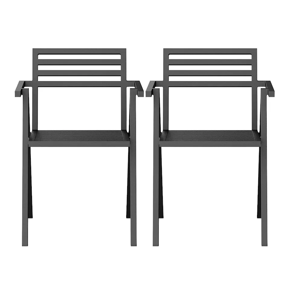 19 Outdoors - Stacking Arm Chair Set of 2, Black