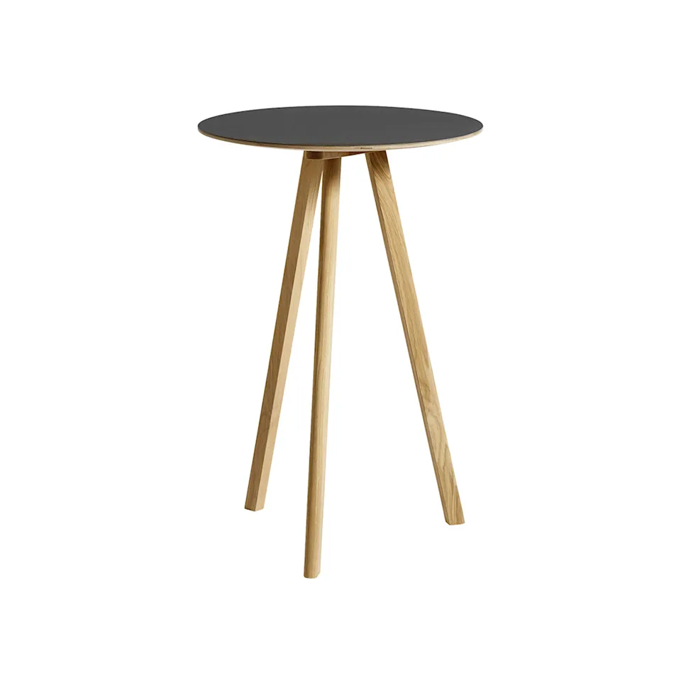 CPH20 2.0 High Table Lacquered Solid Oak Frame Ø70 X H105 Black Linoleum Top Lacquered Edge