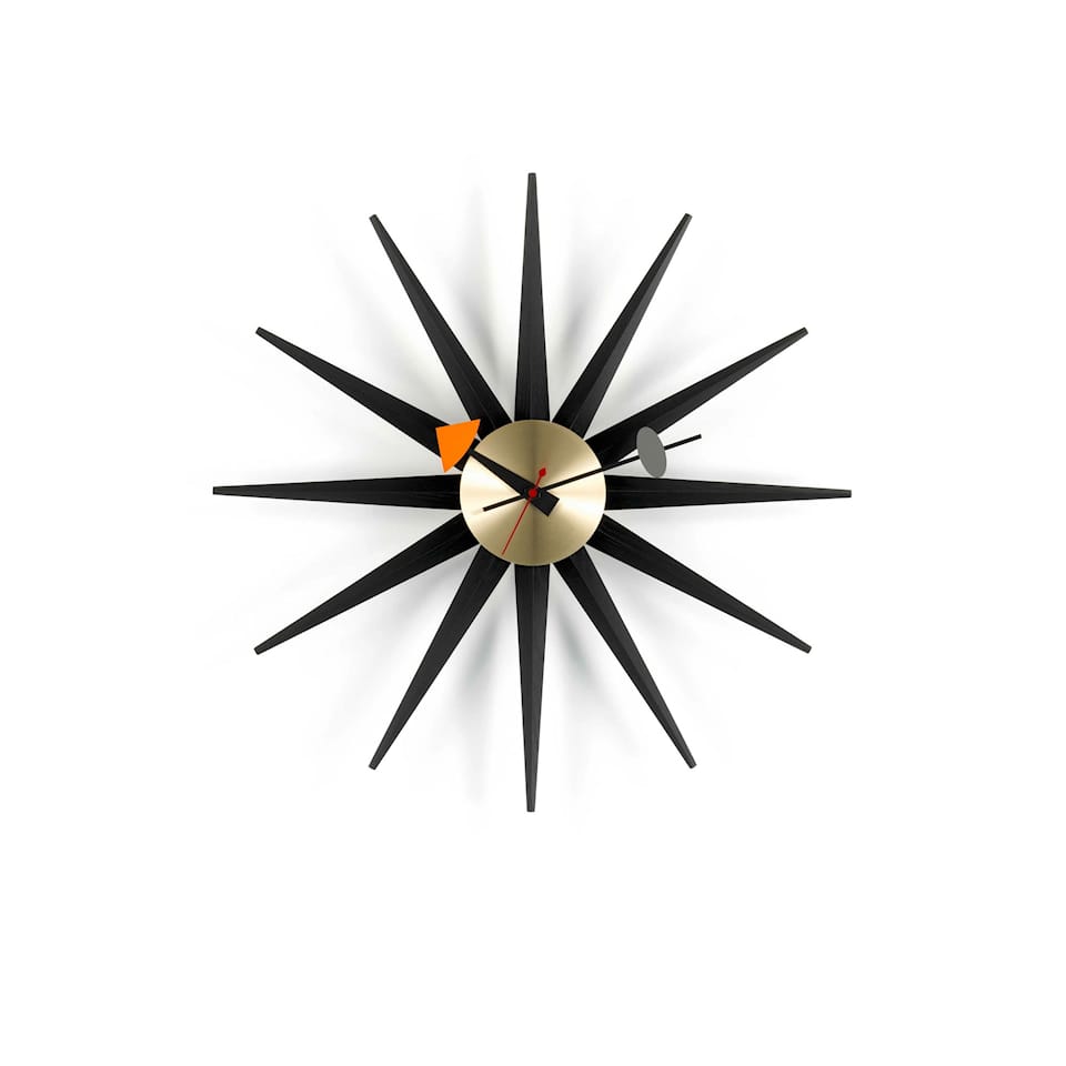 Sunburst Clock Svart/Mässing