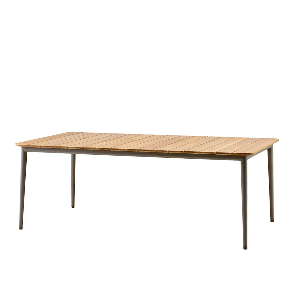 Core Matbord, 210x90, Taupe,Bordsskiva: Teak, Stomme: Aluminium