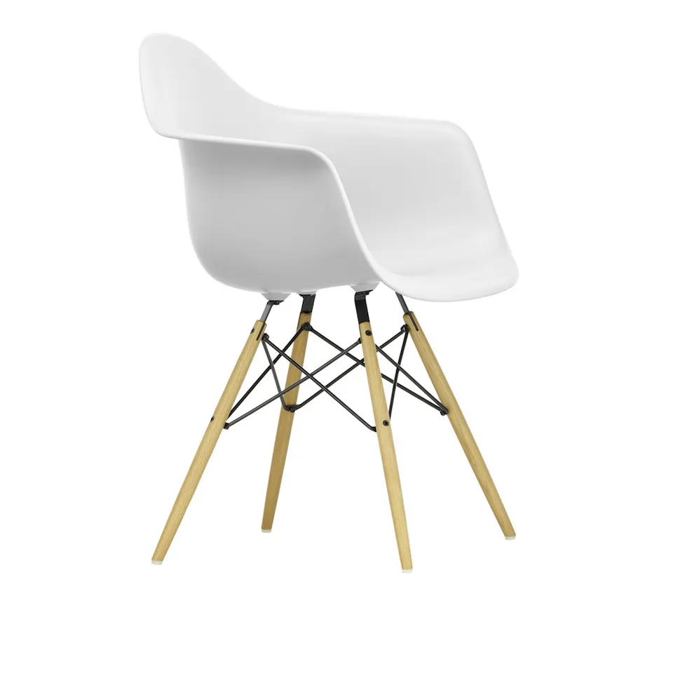 Eames RE Plastic Armchair DAW 85 Cotton White, Ash Honey Tone