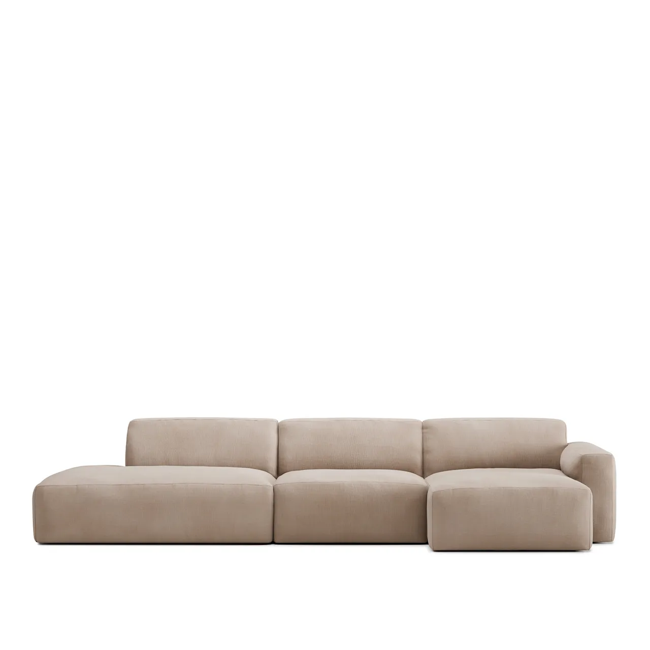 Brick 3-Seater Chaise Lounge Open End Left - Ascot White