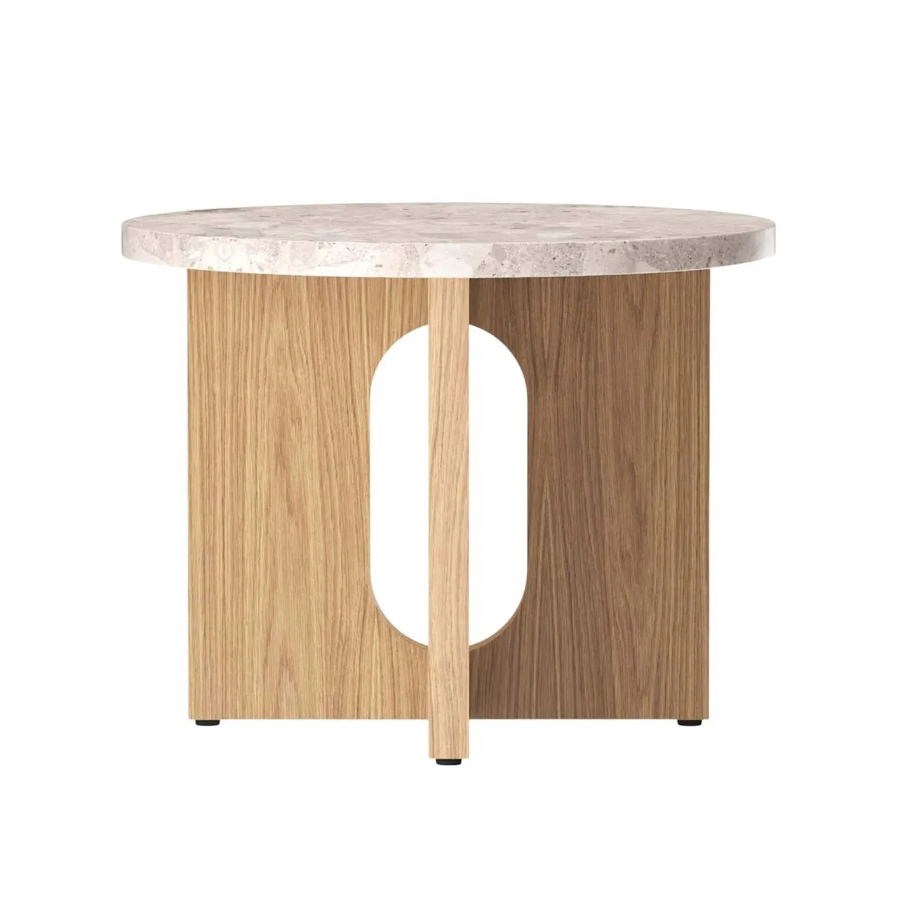 Androgyne Side Table Ø 50  Dark Stained Oak Base Kunis Breccia Top