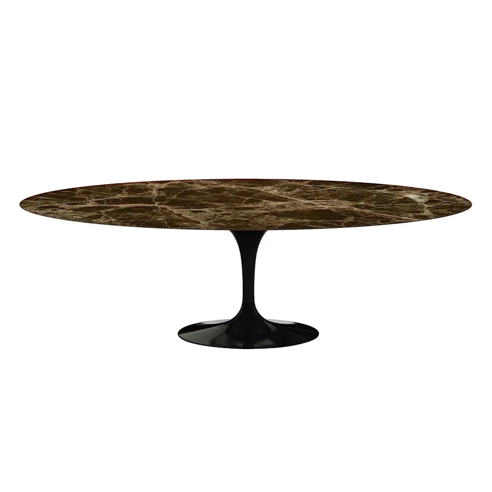 Saarinen Oval Table - Matbord, 244 x 137 cm, Svart underrede, skiva i matt brun Emperador marmor