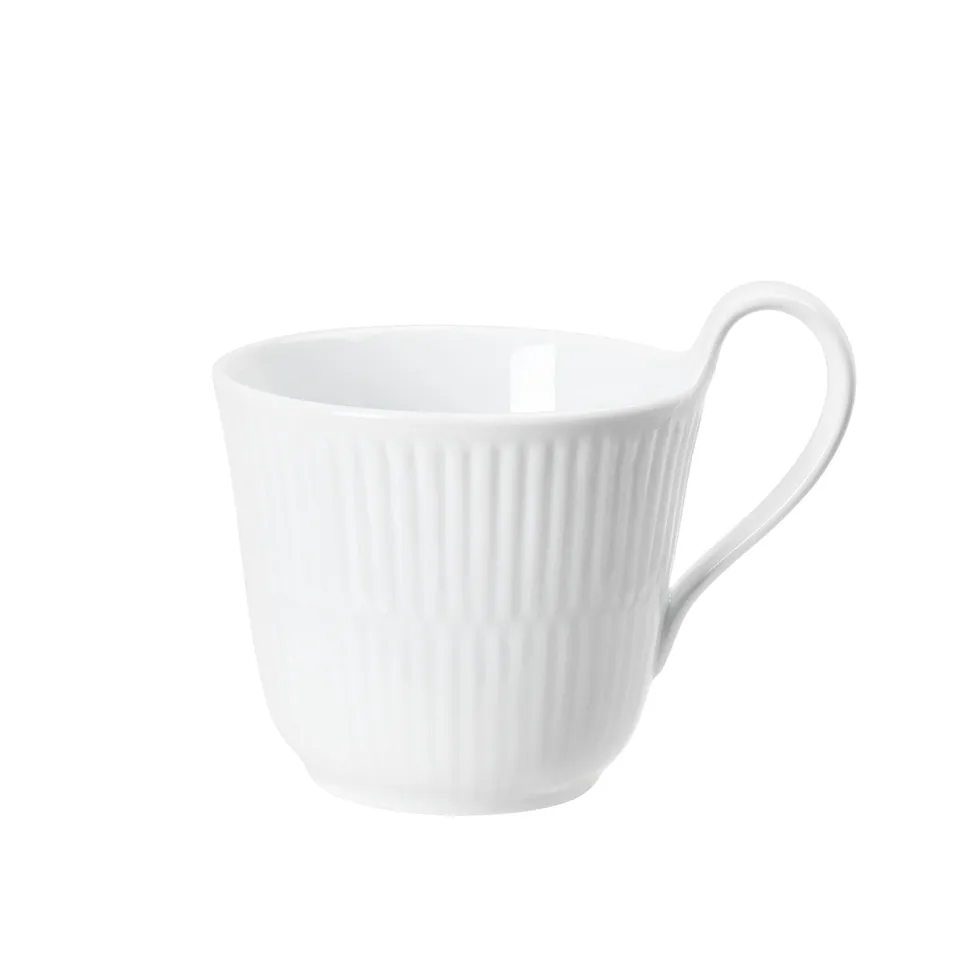 White Fluted Mugg Med Högt Handtag 24 cl