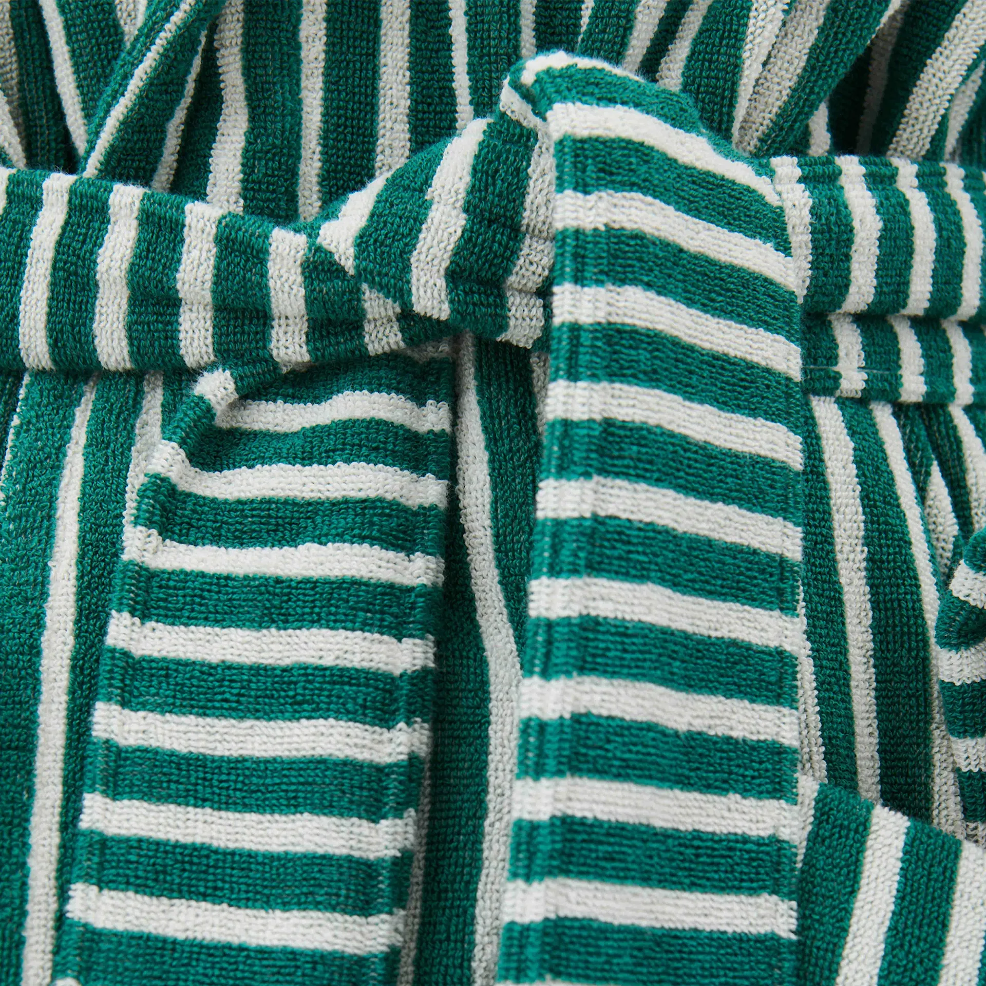 Hooded Bathrobe Teal Green Stripes - TEKLA - NO GA