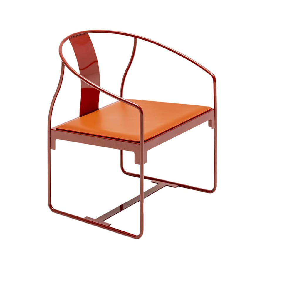 Mingx Armchair - Painted Steel/Leather Orange