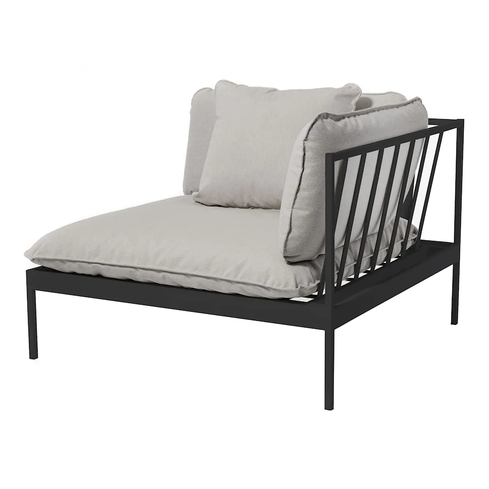 Bönan Lounge End Sofa, Dark Grey Aluminum Frame, Cushion Light Grey Sunbrella Sling