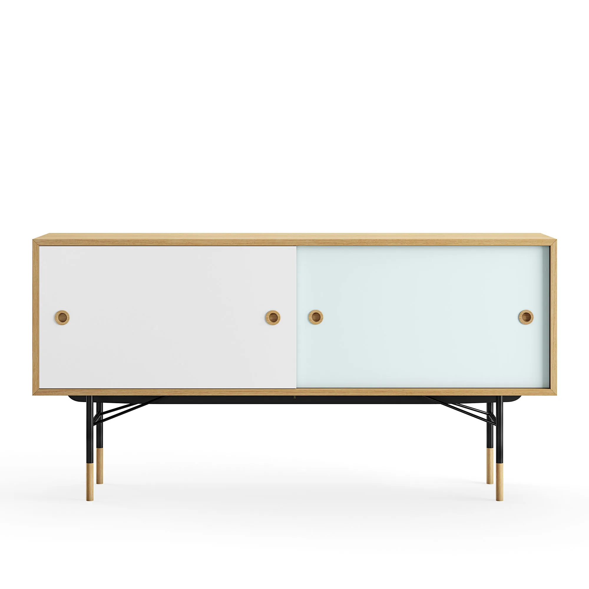 Sideboard utan lådor Dark oiled oak White/Light Blue - 1